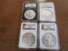 2014 United States American Silver Eagles Four Different Examples All NGC MS70