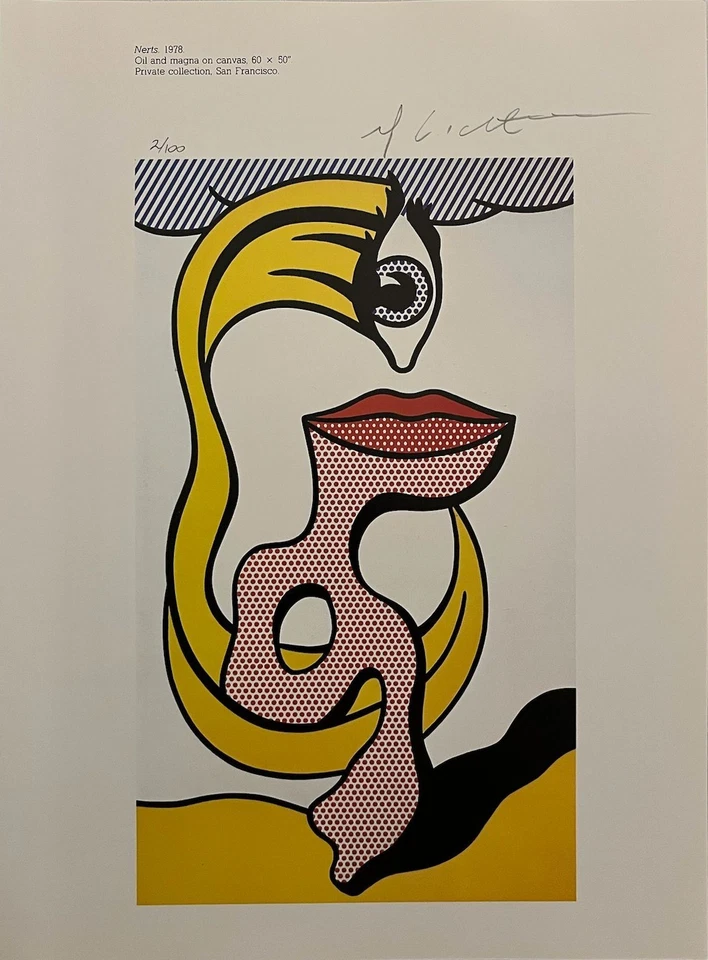 Roy Lichtenstein, litografía original firmada a mano con certificado de autenticidad y valoración de $3,500 Foto 2 de 4