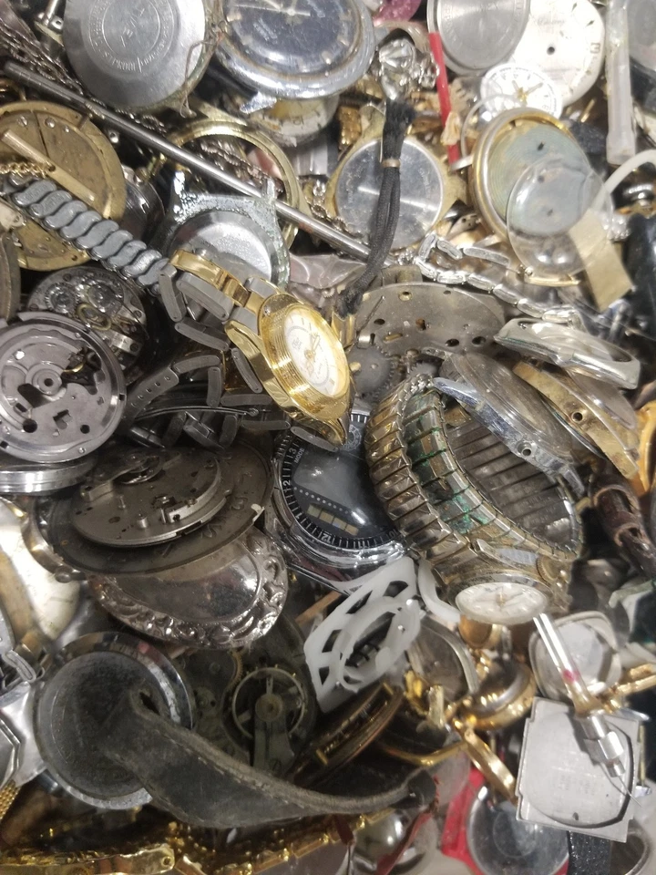 Lote de 3 libras. Piezas de reloj engranajes movimientos bandas esfera de cuarzo artes artesanales steampunk Foto 3 de 4