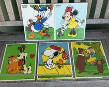 5 Playskool Wooden Puzzles Vintage Made in USA 