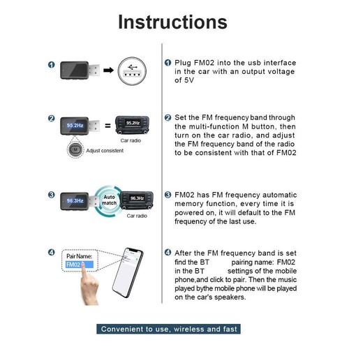 USB Bluetooth5.3 Wireless Car FM Transmitter Aux Stereo Adapter Audio O1P5 - Picture 10 of 14