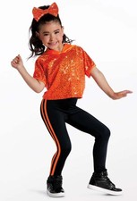 Dance Costume Weissman 14191 Medium Child Orange Hip Hop Jazz Sequins