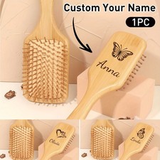 personalized wooden hairbrush, custom name hairbrush gift