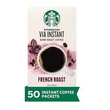 Starbucks VIA Instant Roast Dark Roast Coffee 1 box of 50 packets Free Shipp