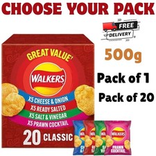 Walkers Classic Variety Multipack Crisps Box 20x25g vegetarians ,100% recyclable