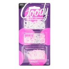 Goody 250PCS Ouchless Clear Polyband Hair Ties, Elastic Bands for All Hair Types