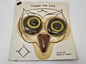 Set of Vintage Ceramic Owl Eyes & Beak Beads for Macrame Owl