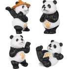 4pcs Miniature Cartoon Panda Statue Garden Layout Panda Ornament Lovely Panda