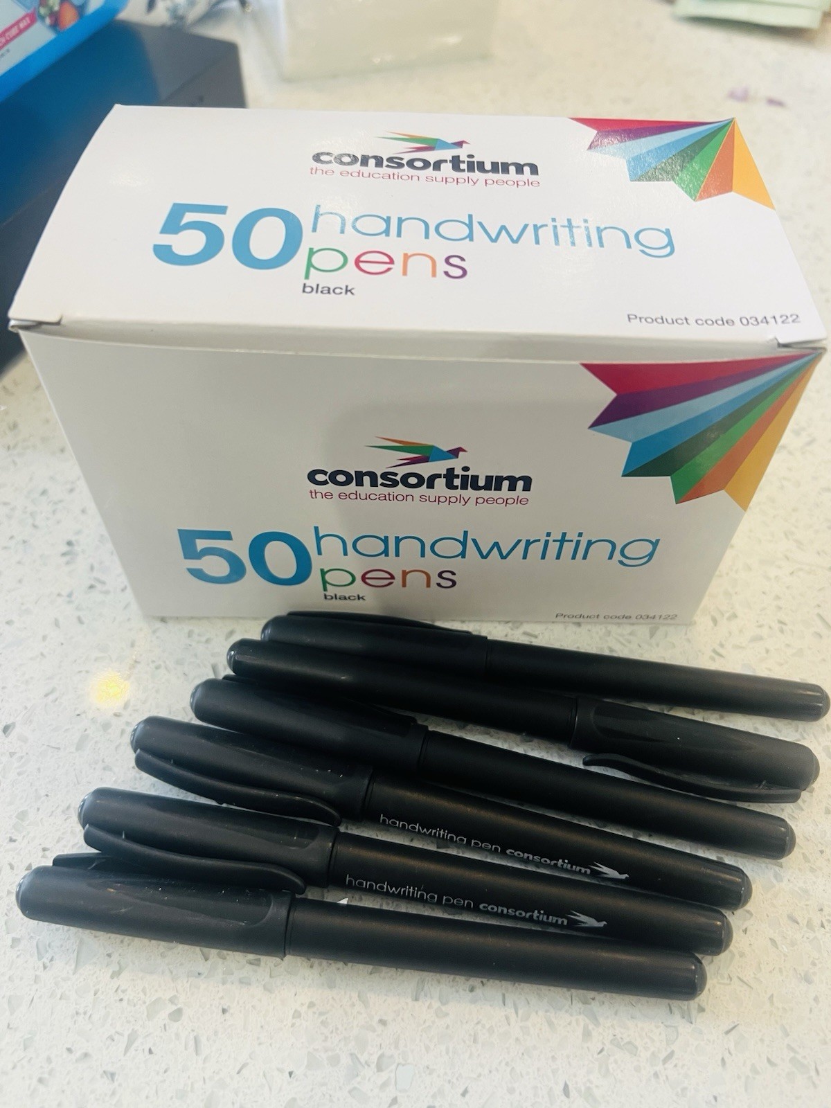 2 Boxes of 50 x Consortium Handwriting Pens Black NEW Educational (100 pens )