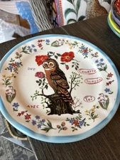 NWT Anthropologie Nathalie Lete Charmante Owl Floral Dinner 10” Plate
