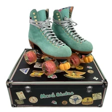 Moxi Lolly Clementine Floss Suede Leather Quad Roller Skates Size 6 Width: Med