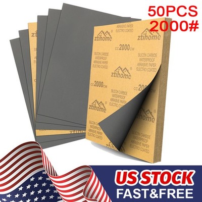 50pcs Wet Dry Sandpaper 2000 Grit Assortment 9x11'' Abrasive Paper Sheet Sanding