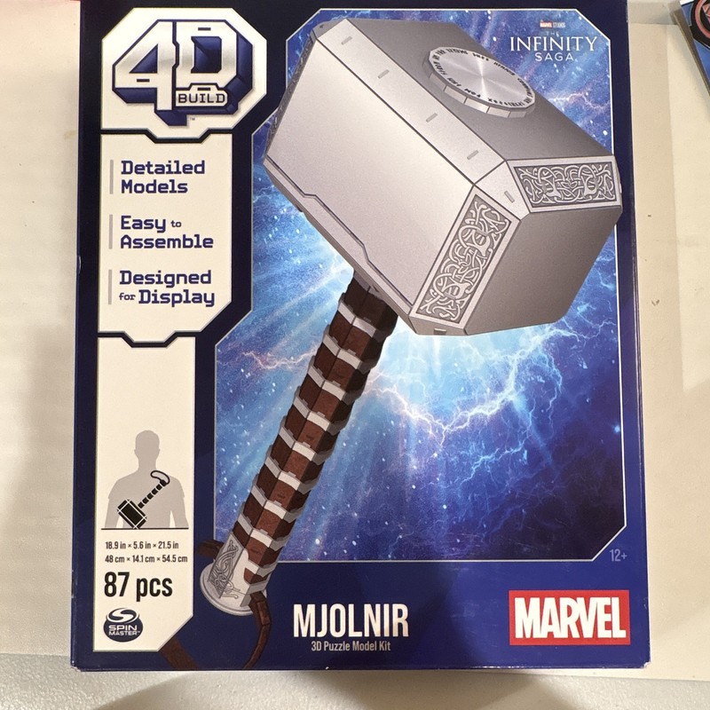 4D Build Marvel Infinity Saga Mjolnir 3D Puzzle Model Kit 87pc Paper