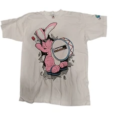Vintage 90s Energizer Bunny T-Shirt XL White Drummer Rabbit Cartoon Graphic