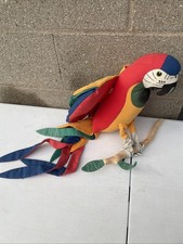 Vintage Hanging Red Macaw Parrot Plush Stuffed Bird lover Decor Fake Pet 1990