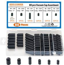 80 Pieces Vacuum Cap Assortment, Rubber, Dropper ID from 5/32" to 3/8" Sizes, Ho