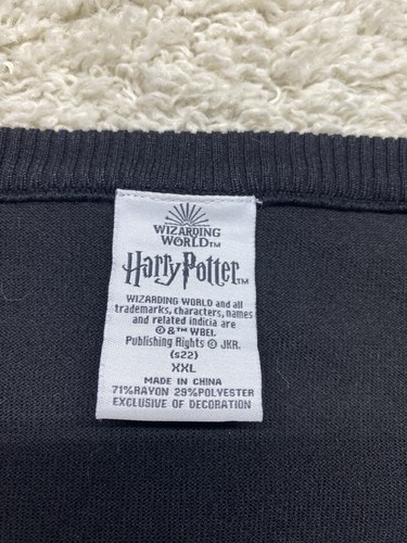 Harry Potter Hufflepuff Crest Cardigan Sweater Size 2XL Black - Picture 3 of 8