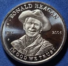 A Ronald Reagan Peace Through Strength 1 oz Silver Round .999 Fine BU
