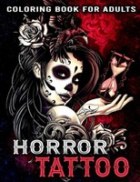Horror Malbuch FüR Erwachsene, 30 Gruselige Designs, Entspannung, Tattoo