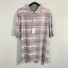 Hickey Freeman Men's Grey Striped 3 Button Golf Polo Shirt Size XL NWT