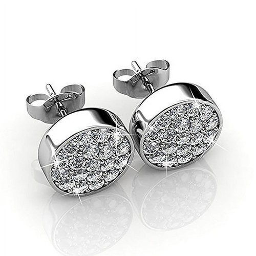Round Crystal Stud Earrings