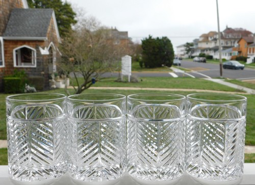 4 RALPH LAUREN HERRINGBONE OLD FASHIONED GLASSES TUMBLERS