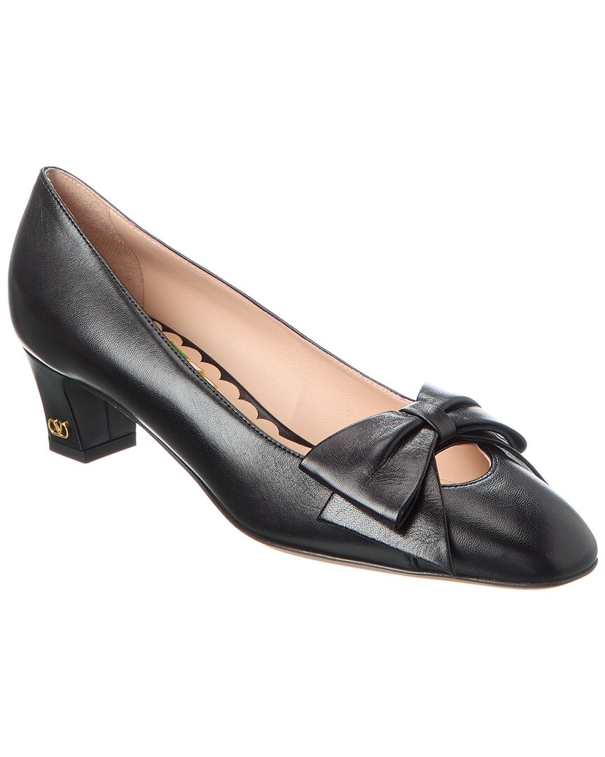 Valentino Bow 45 Leather Pump Women's Black 40