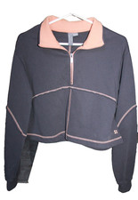 SWEATY BETTY Women's 4 Crop 1/4 Zip LS Sweatshirt Peach Gray