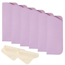 6 Pcs 3x6.9" Leather Eyeglass Cases with 2 Cleaning Clothes, Light Purple