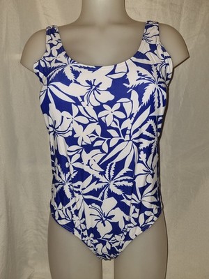 BNWT Gorgeous blue white floral MATALAN swimming bathing costume suit size 14