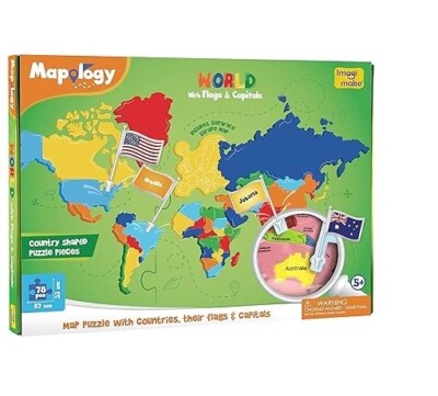 Imagimake Mapology World Flags & Capitals Jigsaw Puzzle 75 Multi-Colored Country