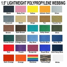1.5 Inch Polypropylene Webbing Light Weight 1.5" Strap 5 Yards