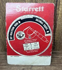 Vintage Starrett Tools Fraction Screw & Tap Drill Sizes Decimal Conversion Dial