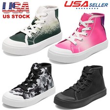 Boys Girls Fashion Sneakers High Top Lace Up Canvas Shoes Casual Shoes