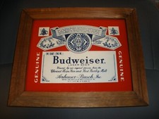Vintage Glass Picture Budweiser Lager Beer Anheuser Busch 10" x 12" EUC (O79)