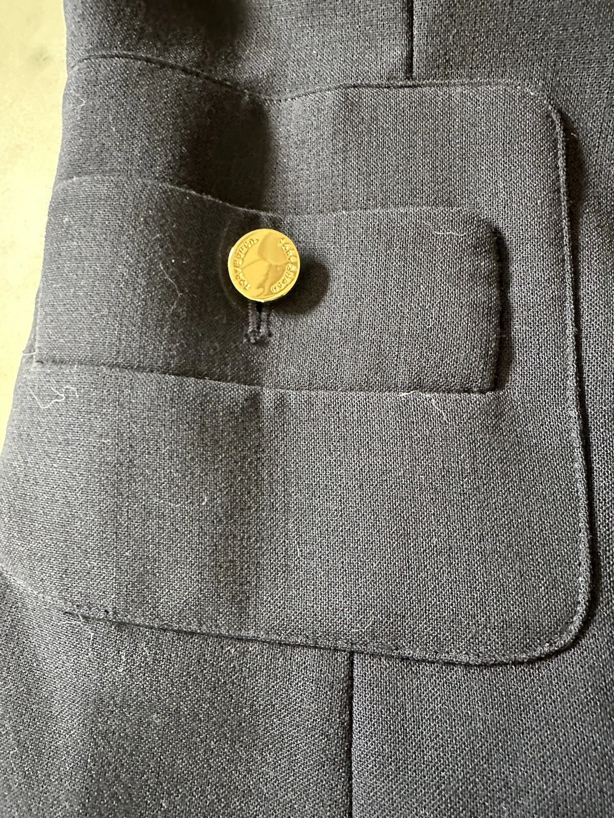 Abito a tubino Tory Burch blu navy taglia 12 bottoni oro