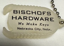 Vintage Nebraska City NE Bischof Hardware Store Supplies Advertising Keychain