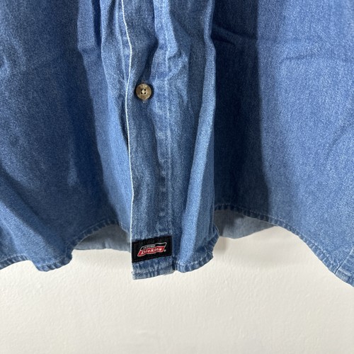 DICKIES DENIM BUTTON SHIRT MEN'S SIZE 3XL BLUE WORKWEAR - Picture 2 of 15