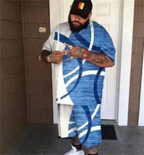 Mens Oversized Tracksuit 2-Piece Set Short Sleeve T-Shirts and Shorts Outfit Set