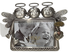 Grandkids Angels Photo Picture Frame pewter w/hanging charm for 3.5" x 5" Fetco