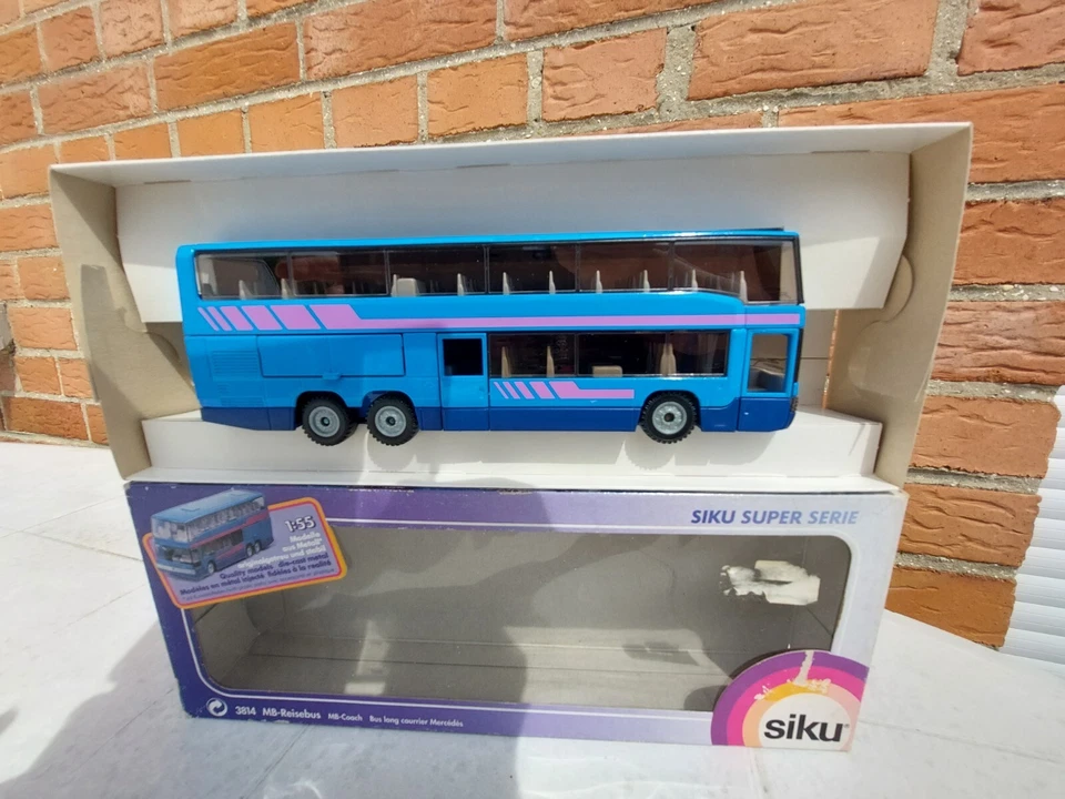 SIKU SUPER SERIE 3814  MB-REISEBUS 1/55 Ancien bus long courrier MERCEDES métal - Photo 2/4