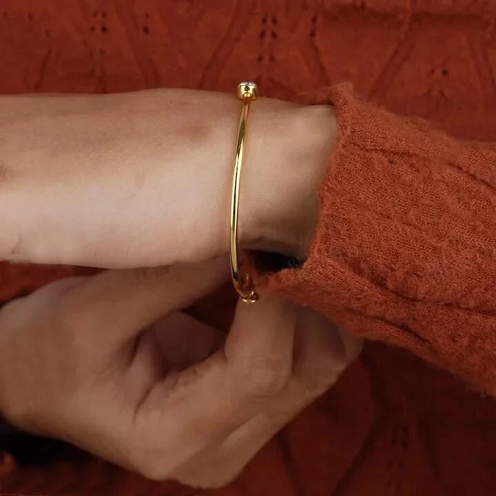 1ct Bracelet Bangle Yellow Gold Diamond Test Pass Lab-Created VVS1/D - Image 3 of 4