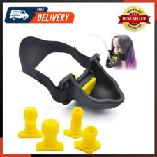 Silicone Funnel Mouth Gag BDSM Bondage Set with 4 Funnel Plug, Head Harness