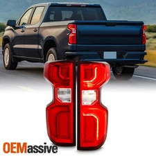 For 2019-2024 Chevy Sliverado 1500 2500HD 3500HD LED Tube Red Tail Lights Pair