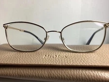 Max Mara Gold Black Metal Semi Rimless Eyeglasses Frame 52-19-82 