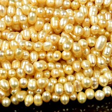 Natural Freshwater Yellow Pearl Gemstone Potato 5-8MM Loose Beads S30