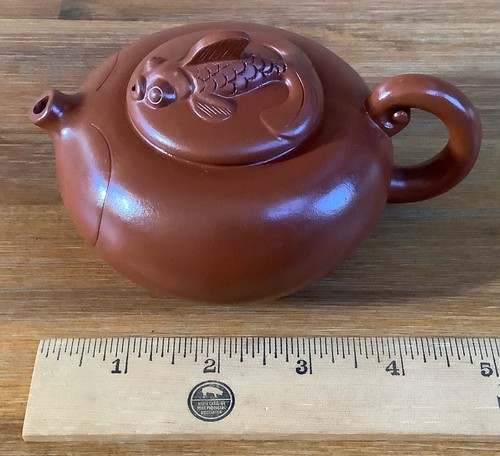 Vintage Chinese Yixing Zisha Clay Teapot Carp Koi Tea Pot 175ml | 6oz Capacity - Picture 15 of 16