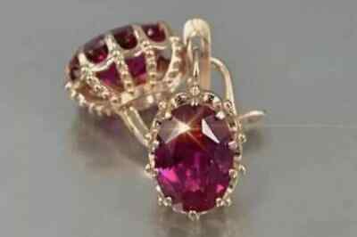 2Ct Lab Created Ruby Diamond Solitaire Dangle Earrings 14K Yellow Gold Finish