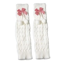 Cute Bunny Ears Furry Leg Warmers Fur Ball Bow Leg Warmers