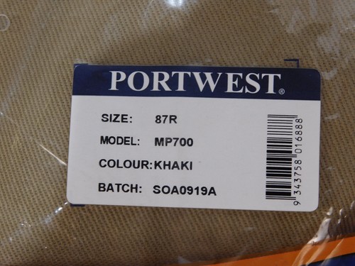 (PW87K)Portwest Mens Prime Mover Cargo Pants Taped Cotton Work MP700 size 87R - Picture 7 of 11